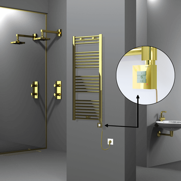 Radiva - HAITI Elektrikli Havlupan 500x1200 Düz Altın (KTX1 Termostat) 300W Spiral Kablolu