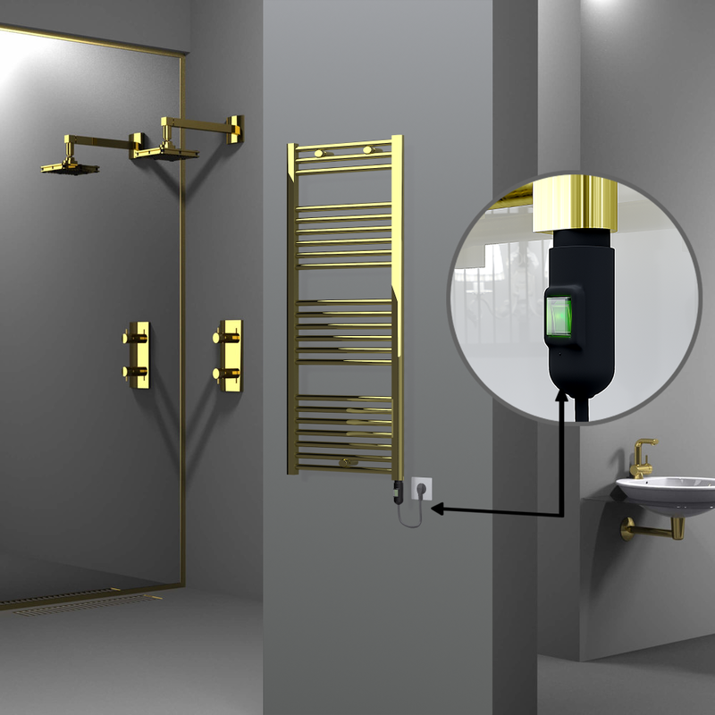 Haiti Electric Towel Warmer 500x1200 Flat Gold (On/Off Button) 300 Watt