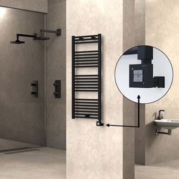 Radiva - Haiti Elektrikli Havlupan 500x1200 Siyah (KTX1 Termostat) 600W