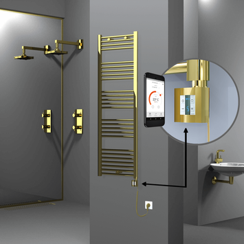 Radiva - HAITI Elektrikli Havlupan 500x1500 Düz Altın (KTX4 Termostat) 600W Spiral Kablolu