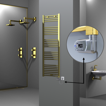 Radiva - Haiti Electric Towel Warmer 500x1500 Flat Gold (Thesis Thermostat) 600 Watt