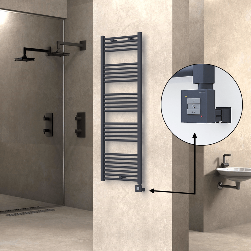 Haiti Electric Towel Warmer 500x1500 Flat Anthracite Textured (KTX1 Thermostat) 600 Watt