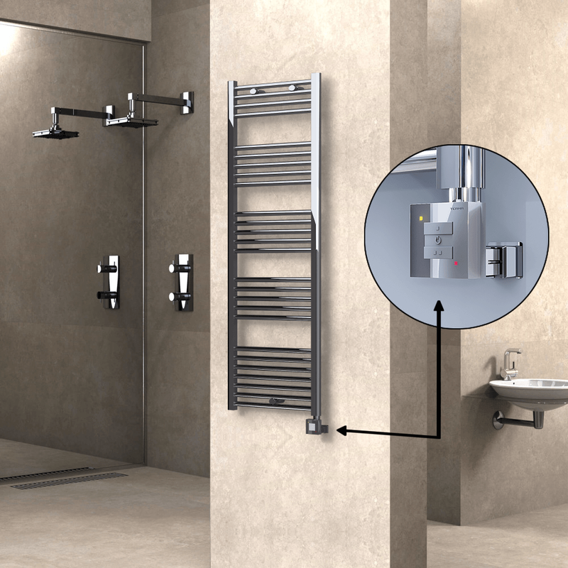 Haiti Electric Towel Warmer 500x1500 Flat Chrome (KTX1 Thermostat) 600 Watt