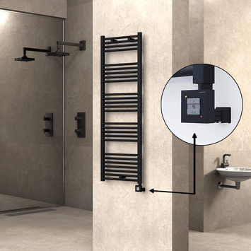 Radiva - Haiti Electric Towel Warmer 500x1500 Flat Black Matt (KTX1 Thermostat) 600 Watt