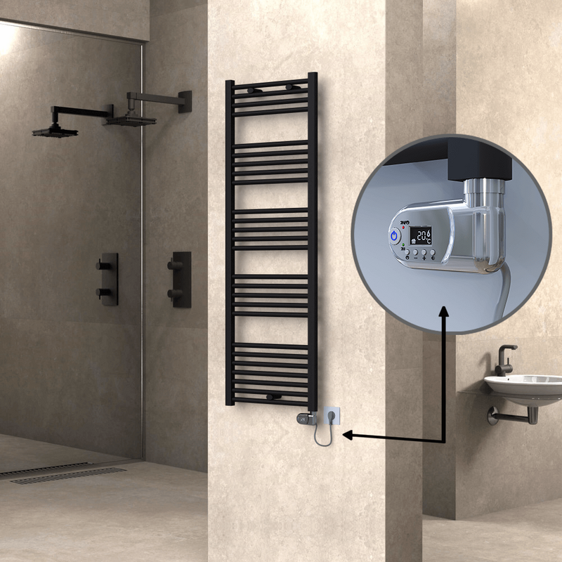 Haiti Electric Towel Warmer 500x1500 Flat Black Matt (Thesis Thermostat) 600 Watt