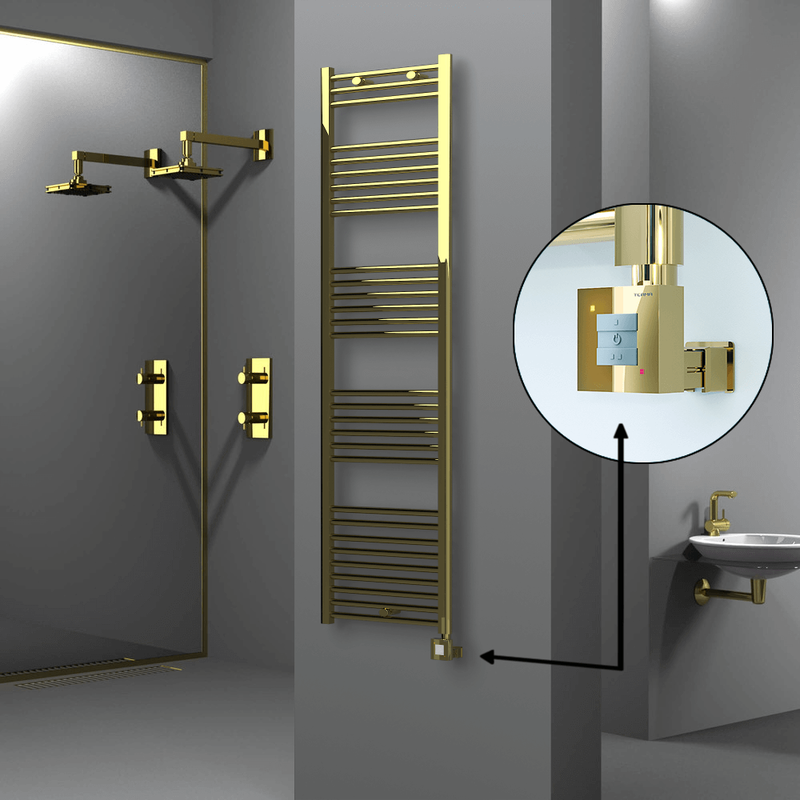 Haiti Electric Towel Warmer 500x1800 Flat Gold (KTX1 Thermostat) 600 Watt