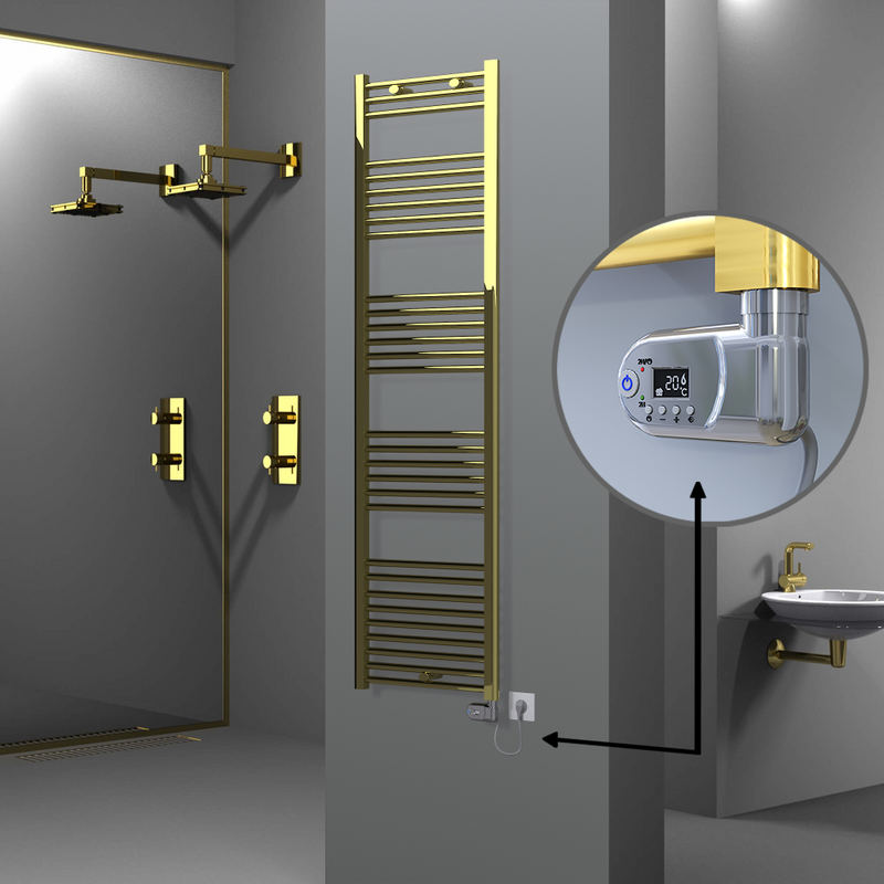 Haiti Electric Towel Warmer 500x1800 Flat Gold (Thesis Thermostat) 600 Watt