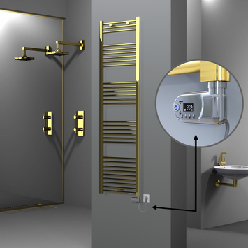 Radiva - HAITI Elektrikli Havlupan 500x1800 Düz Altın (Thesis Termostat) 600W