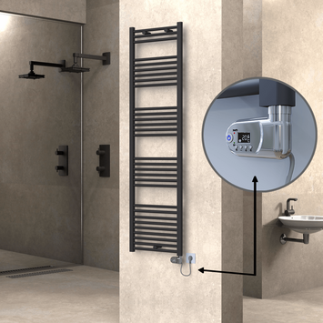 Radiva - Haiti Sèche Serviettes Electrique 500x1800 Anthracite (Thermostat Thesis) 900 Watt