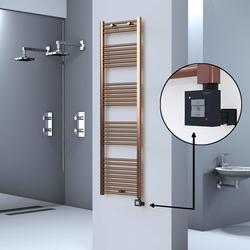 Haiti Electric Towel Warmer 500x1800 Flat Antique Copper Gloss (KTX1 Thermostat) 600 Watt