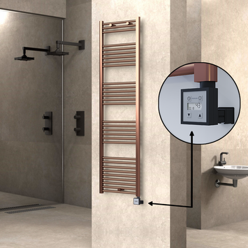  - Haiti Electric Towel Warmer 500x1800 Flat Antique Copper Gloss (KTX3 Thermostat) 600 Watt