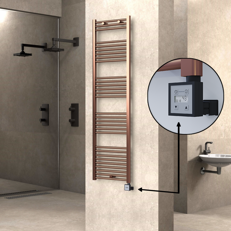 Haiti Electric Towel Warmer 500x1800 Flat Antique Copper Gloss (KTX3 Thermostat) 600 Watt