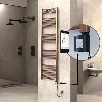  - Haiti Electric Towel Warmer 500x1800 Flat Antique Copper Gloss (KTX4 Thermostat) 600 Watt Spiral Cable