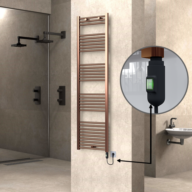Haiti Electric Towel Warmer 500x1800 Flat Antique Copper Gloss (On/Off Button) 600 Watt