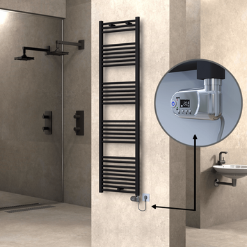 Radiva - HAITI Elektrikli Havlupan 500x1800 Düz Siyah (Thesis Termostat) 900W