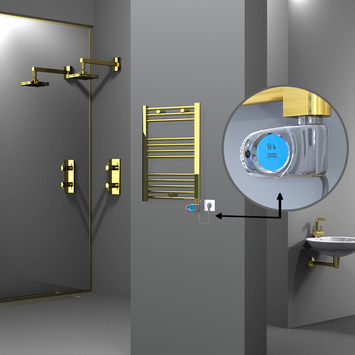 Radiva - Haiti Electric Towel Warmer 500x700 Flat Gold (Musa Thermostat) 200 Watt