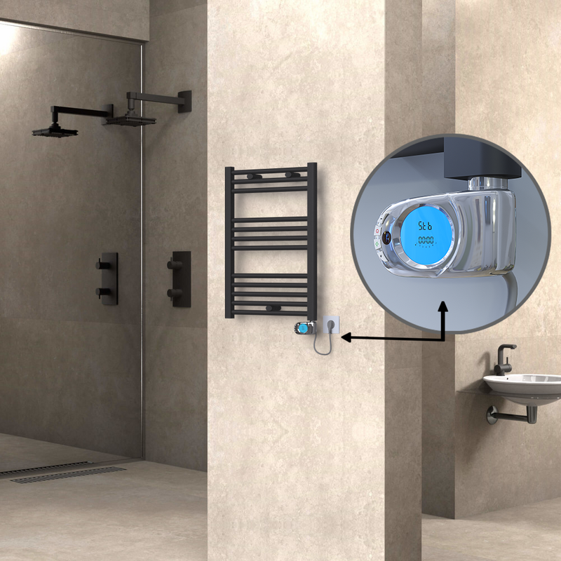 Haiti Electric Towel Warmer 500x700 Flat Anthracite Textured (Musa Thermostat) 300 Watt