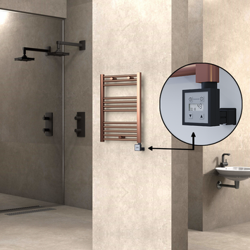  - Haiti Electric Towel Warmer 500x700 Flat Antique Copper Gloss (KTX3 Thermostat) 200 Watt