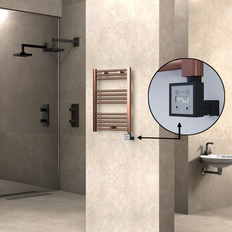 Haiti Electric Towel Warmer 500x700 Flat Antique Copper Gloss (KTX3 Thermostat) 200 Watt