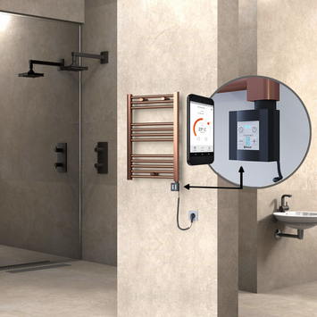 - Haiti Electric Towel Warmer 500x700 Flat Antique Copper Gloss (KTX4 Thermostat) 200 Watt Spiral Cable  - Haiti Electric Towel Warmer 500x700 Flat Antique Copper Gloss (KTX4 Thermostat) 200 Watt Spiral Cable