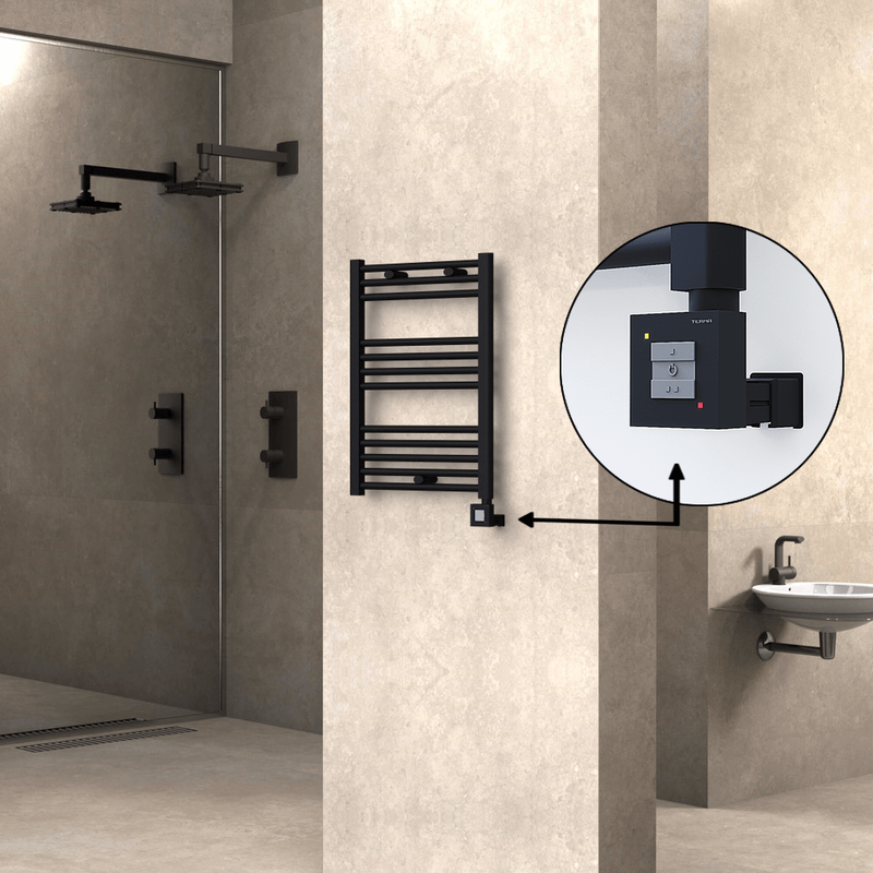 Haiti Electric Towel Warmer 500x700 Flat Black Matt (KTX1 Thermostat) 300 Watt