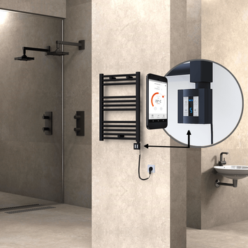 Radiva - Haiti Sèche Serviettes Electrique 500x700 Noir mat Ktx4 300 Watt Câble en spirale