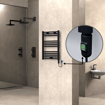 Radiva - Haiti Sèche Serviettes Electrique 500x700 Noir mat (On/Off) 300 Watt