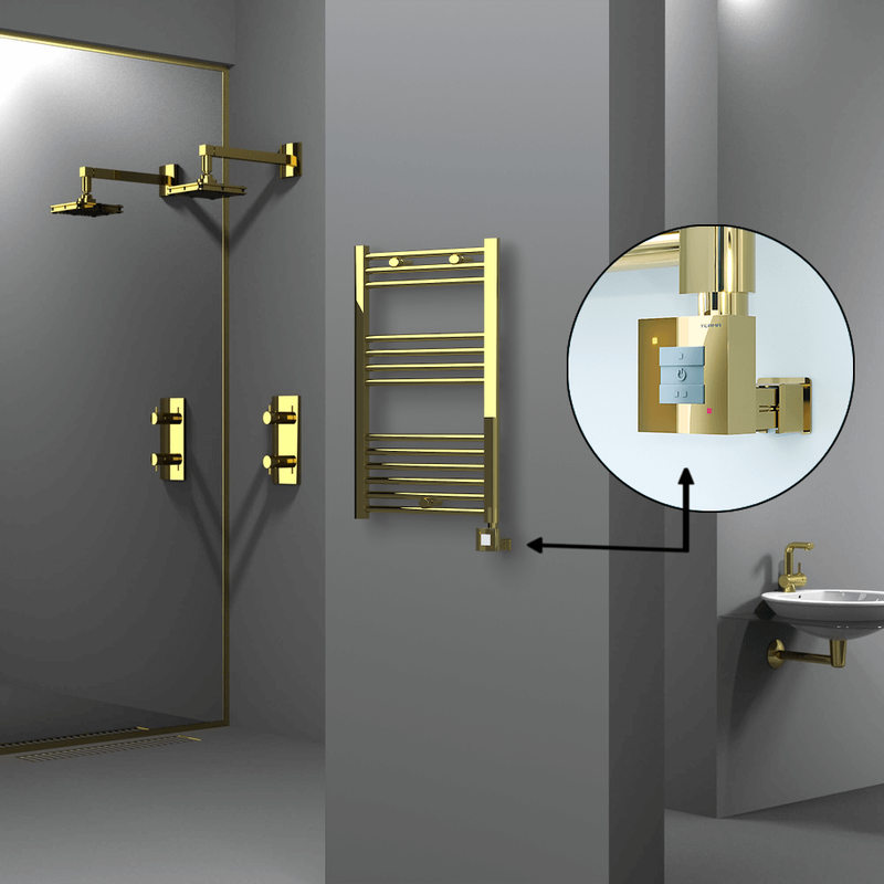 Haiti Electric Towel Warmer 500x800 Flat Gold (KTX1 Thermostat) 200 Watt