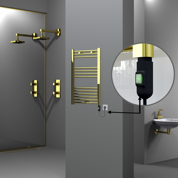 Radiva - Haiti Electric Towel Warmer 500x800 Flat Gold (On/Off Button) 200 Watt