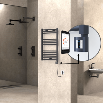 Radiva - Haiti Sèche Serviettes Electrique 500x800 Anthracite Ktx4 300 Watt Câble en spirale