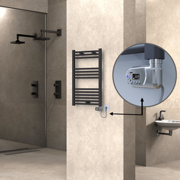 Radiva - Haiti Sèche Serviettes Electrique 500x800 Anthracite (Thermostat Thesis) 300 Watt