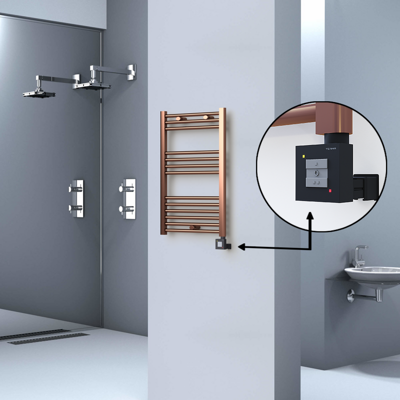 Haiti Electric Towel Warmer 500x800 Flat Antique Copper Gloss (KTX1 Thermostat) 200 Watt