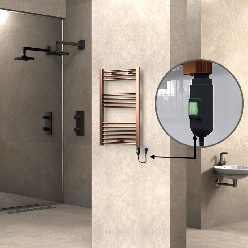 Haiti Electric Towel Warmer 500x800 Flat Antique Copper Gloss (On/Off Button) 200 Watt