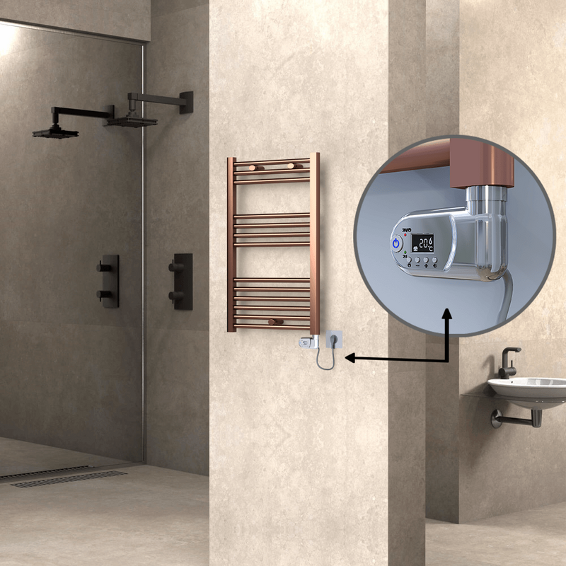 Haiti Electric Towel Warmer 500x800 Flat Antique Copper Gloss (Thesis Thermostat) 200 Watt