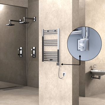 Radiva - Haiti Sèche Serviettes Electrique 500x800 Chrome Ktx3 200 Watt Câble en spirale