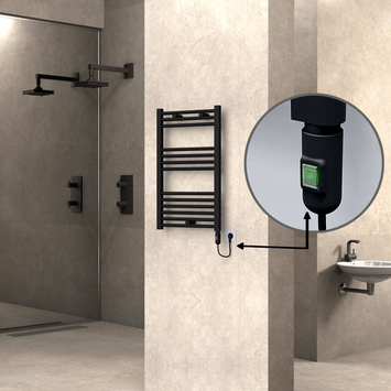 Radiva - Haiti Electric Towel Warmer 500x800 Flat Black Matt (On/Off Button) 300 Watt