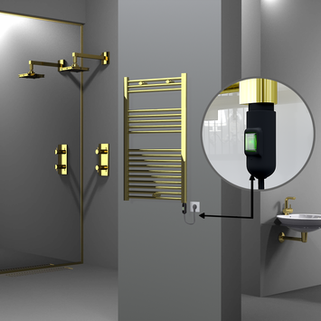 Radiva - Haiti Electric Towel Warmer 600x1000 Flat Gold (On/Off Button) 300 Watt