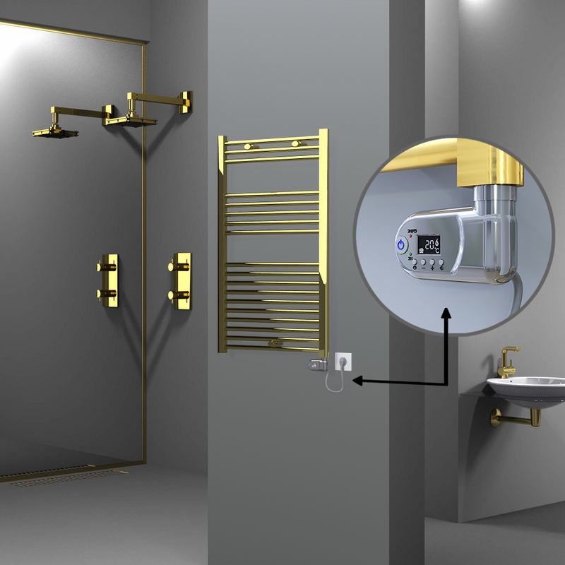 Haiti Electric Towel Warmer 600x1000 Flat Gold (Thesis Thermostat) 300 Watt