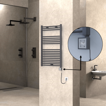 Radiva - Haiti Sèche Serviettes Electrique 600x1000 Anthracite Ktx3 600 Watt Câble en spirale
