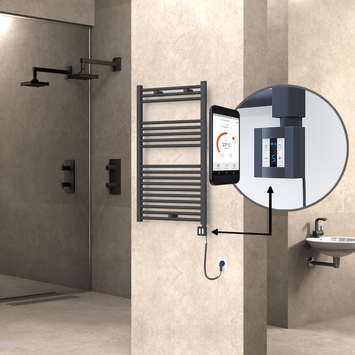 Radiva - Haiti Sèche Serviettes Electrique 600x1000 Anthracite Ktx4 600 Watt Câble en spirale