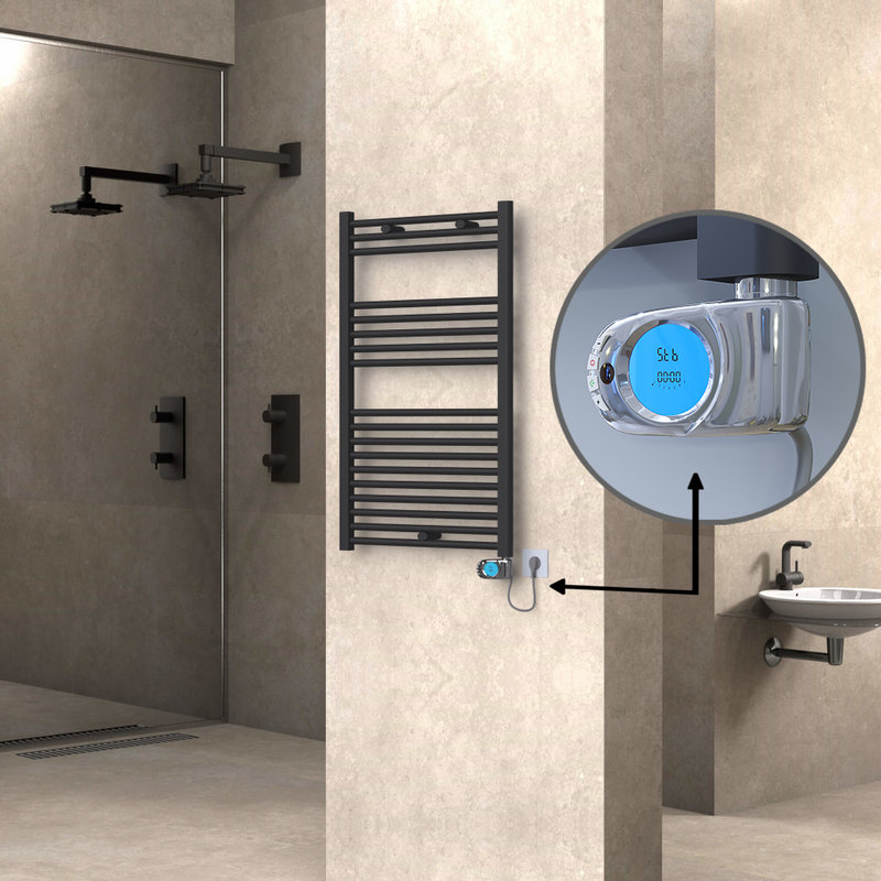 Haiti Electric Towel Warmer 600x1000 Flat Anthracite Textured (Musa Thermostat) 600 Watt