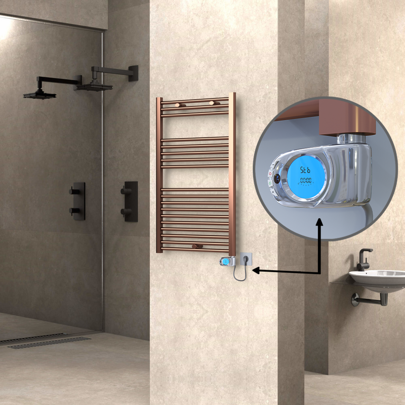 Haiti Electric Towel Warmer 600x1000 Flat Antique Copper Gloss (Musa Thermostat) 300 Watt