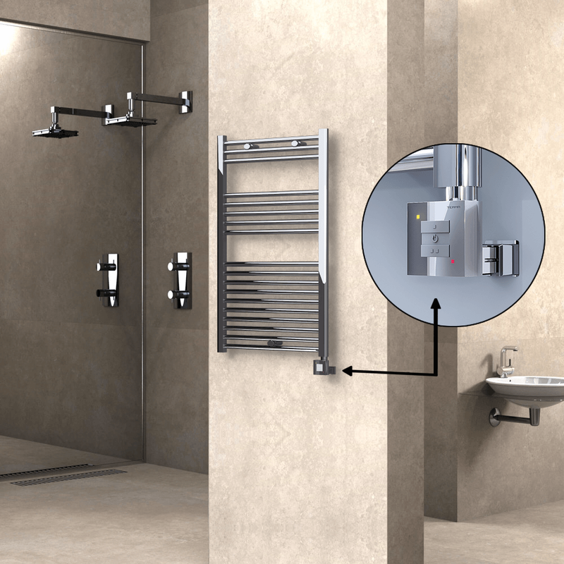 Haiti Electric Towel Warmer 600x1000 Flat Chrome (KTX1 Thermostat) 300 Watt