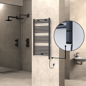 Radiva - Haiti Elektrikli Havlupan 600x1100 Antrasit (OneD On/Off ) Sağ 600W