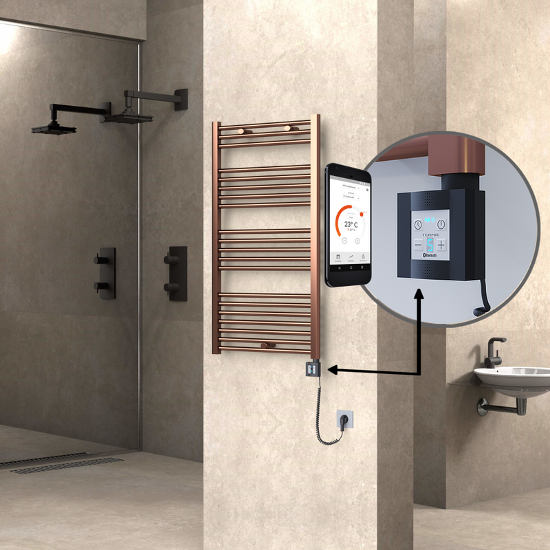 Haiti Sèche Serviettes Electrique 600x1100 Antique Cuivre Ktx4 300 Watt Câble en spirale