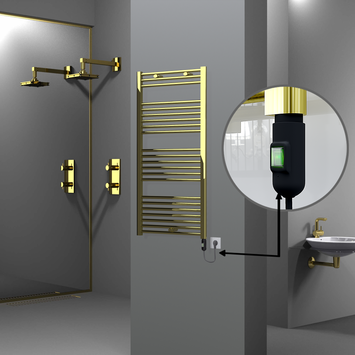 Radiva - Haiti Electric Towel Warmer 600x1200 Flat Gold (On/Off Button) 300 Watt