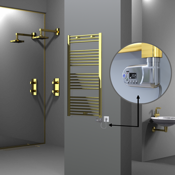 Radiva - Haiti Sèche Serviettes Electrique 600x1200 Or (Thermostat Thesis) 300 Watt