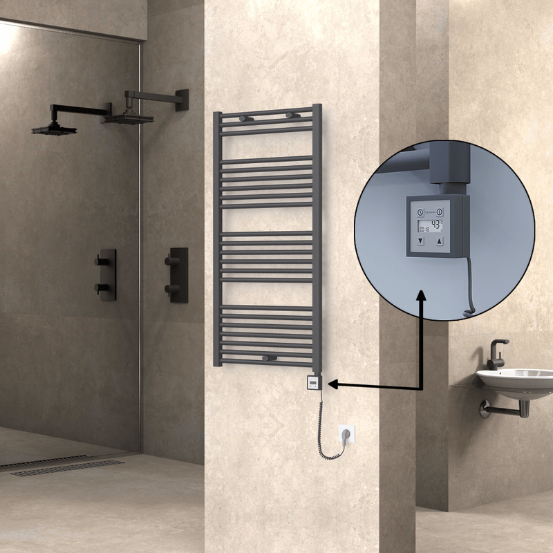 Haiti Sèche Serviettes Electrique 600x1200 Anthracite Ktx3 600 Watt Câble en spirale