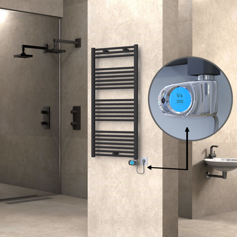 Haiti Electric Towel Warmer 600x1200 Flat Anthracite Textured (Musa Thermostat) 600 Watt