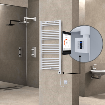  - Haiti Sèche Serviettes Electrique 600x1200 Blanc Ktx4 600 Watt Câble en spirale